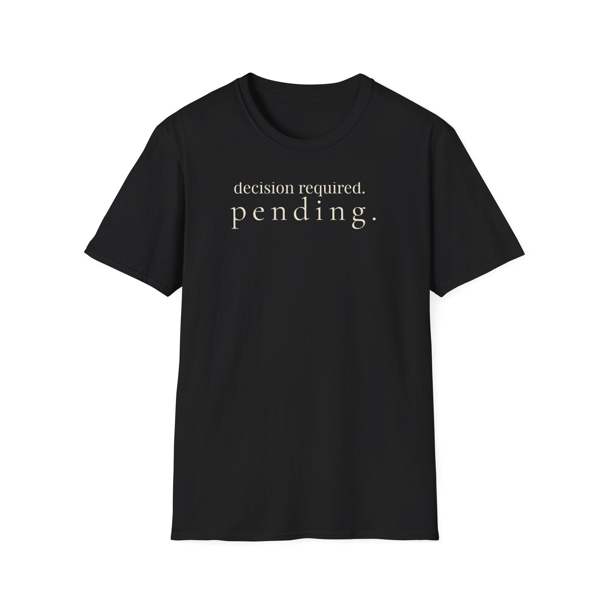 decision required. pending. t-shirt